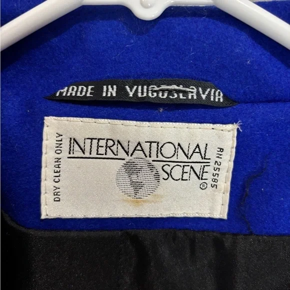 VTG 80s INTERNATIONAL SCENE Sz 7/8 Color Block 100% Wool Coat MADE IN YUGOSLAVIA - Picture 4 of 10